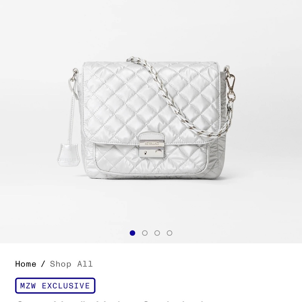 Mz Wallace Silver Oyster Crosby Lock Medium Crossbody Bag - Picture 11 of 11
